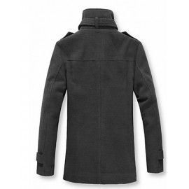 Men's Solid Casual / Work Coat,Cotton Long Sleeve-Black / Brown / Gray