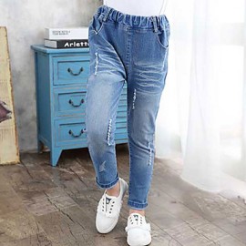 Girl's Casual/Daily Solid PantsCotton Fall Blue  