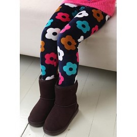 Girl's Fashion Sweet Joker Floral Print Thickening Warm Leggings  