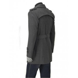 Men's Solid Casual Coat,Cotton / Tweed Long Sleeve-Black / Gray