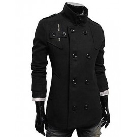 Men's Korean Style Stand Double Breasted Trench Coat