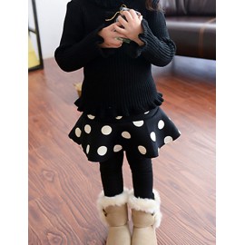 Girl's Casual/Daily Polka Dot Dress / LeggingsCotton / Spandex Winter Black  