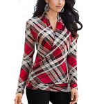 Women's Casual/Daily Simple Fall T-shirt,Print V Neck Long Sleeve Red Polyester Medium Print Randomly