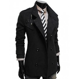 Men's Korean Style Stand Double Breasted Trench Coat