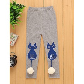 Girls Fashion Han Edition  Thicken  Pure Color Cotton Leggings Cartoon Design  