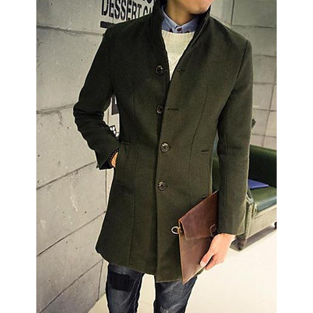 Men's Long Sleeve Long Coat , Cotton Pure