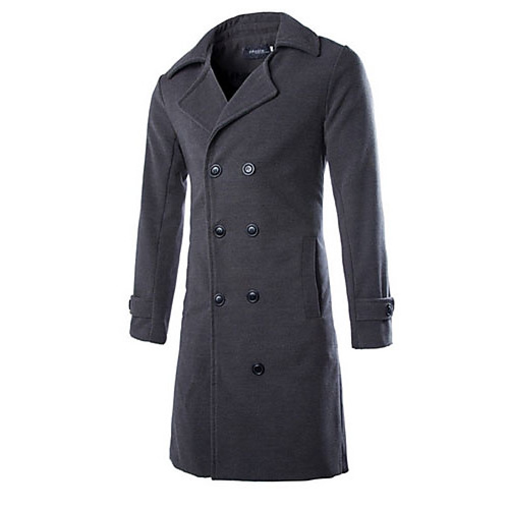 Men's Casual/Plus Sizes Pure Long Sleeve Long Coat (Tweed)