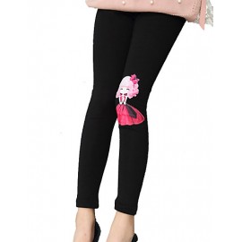 Girls Fashion Han Edition Joker Pure Color Cotton Leggings Cartoon Design  