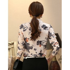 Women's Wild Print Plus Size Long Sleeve Chiffon Shirt