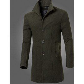 Men's Solid Casual / Work Coat,Cotton Long Sleeve-Black / Brown / Gray