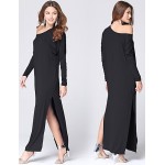 Women's Fashion Casual / Beach Slash Neck Loose Maxi Dress