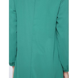 Women's Simple Loose / Chiffon Dress,Solid Round Neck Maxi Long Sleeve Blue / Red / Black / Green Polyester Fall