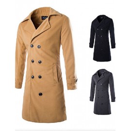 Men's Casual/Plus Sizes Pure Long Sleeve Long Coat (Tweed)