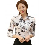 Women's Wild Print Plus Size Long Sleeve Chiffon Shirt