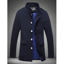 Men's Fashion Single-Breasted Solid Woolen Coat