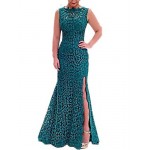 Women's Party/Cocktail Trumpet/Mermaid Dress,Solid Round Neck Maxi Sleeveless Green Summer