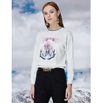 Women's Casual/Daily Simple Fall T-shirtPrint Crew Neck Long Sleeve White Acrylic / Polyester / Spandex Opaque