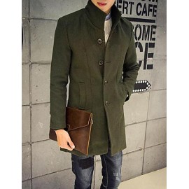 Men's Long Sleeve Long Coat , Cotton Pure