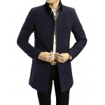 Men's Solid Casual / Formal Trench coatBamboo Fiber / Polyester Long Sleeve-Black / Blue / Yellow