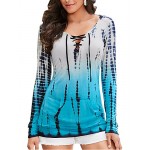 Women's Going out / Casual/Daily Simple Summer / Fall T-shirtPrint Round Neck Long Sleeve Blue