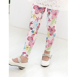 Girl's Casual/Daily Floral Leggings,Cotton Summer / Spring / Fall Green / Pink / White  