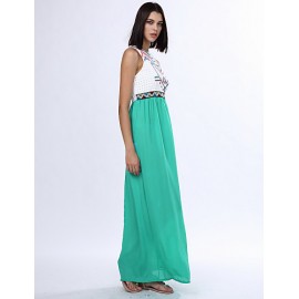 Women's Sexy Casual Cute Maxi Plus Sizes Inelastic Sleeveless Dress (Chiffon)