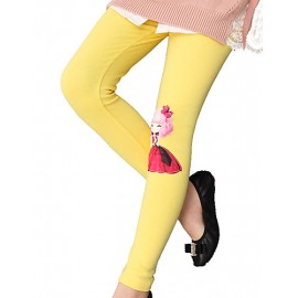 Girls Fashion Han Edition Joker Pure Color Cotton Leggings Cartoon Design  